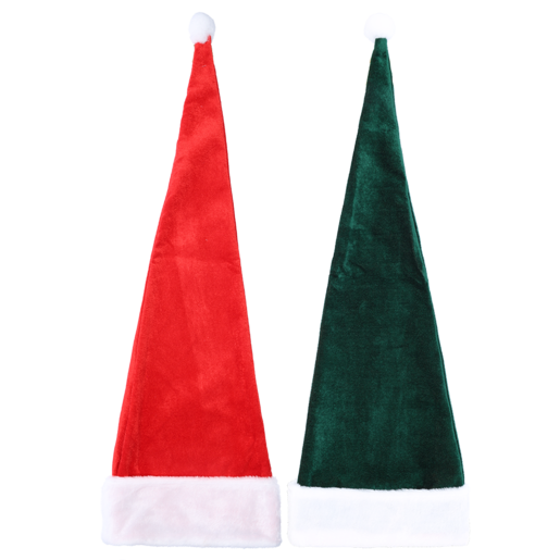 Santa's Choice Thick Border Long Plush Hat (Colour May Vary)