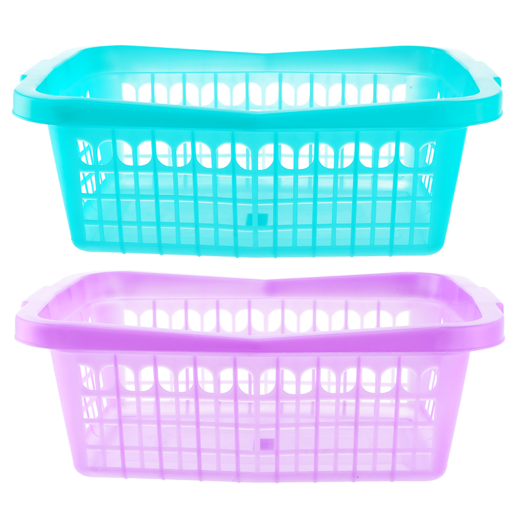Plastic Rectangle Laundry Basket 30L (Assorted Item- Supplied At Random )