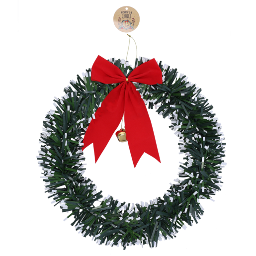 Santa's Choice Green Ribbon & Bell Wreath 38cm