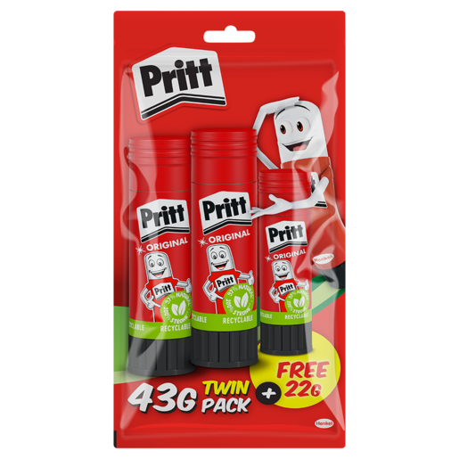 Pritt Glue Stick 43gx2 + 1 Free 22g