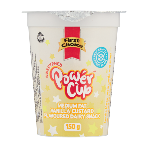 First Choice Power Cup Vanilla Custard Flavoured Medium Fat Dairy Snack 150g