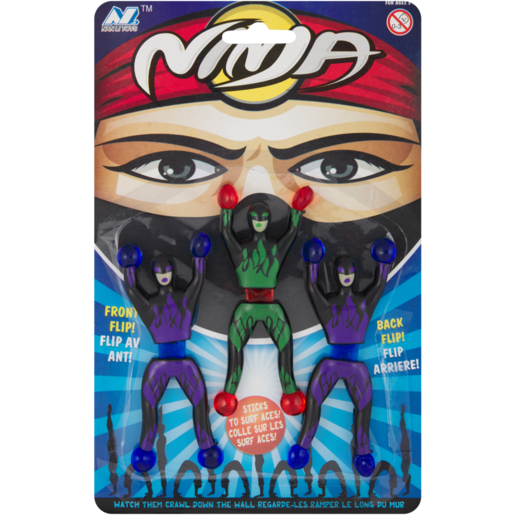 Sticky Wall Ninja Figurines 3 Pack (Assorted Item - Supplied At Random)