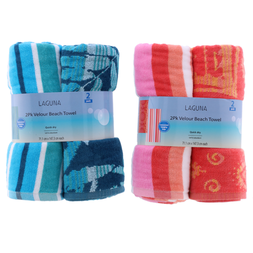Laguna Combo Beach Towel 2 Pack 71.1 x 147.3cm (Colour May Vary)