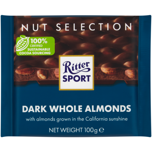 Ritter Sport Dark Whole Almonds Chocolate 100g 