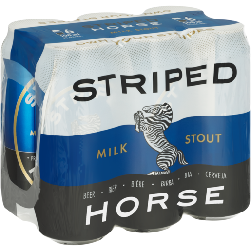 Striped Horse Milk Stout Beer Cans 6 x 500ml 
