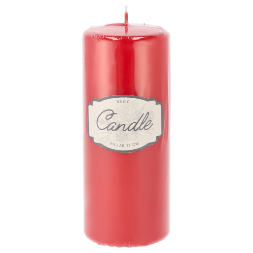 Unscented Red Pillar Candle 17cm