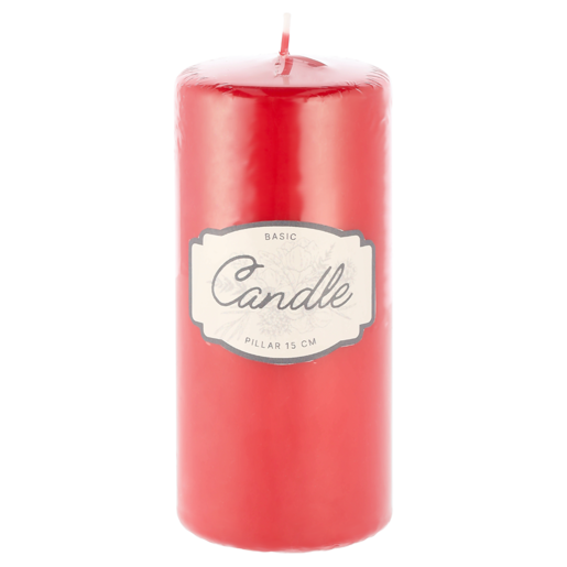 Unscented Red Pillar Candle 15cm