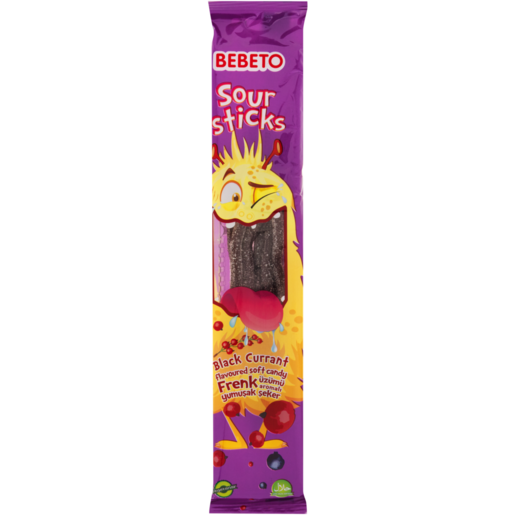 Bebeto Sour Sticks Black Currant Flavoured Soft Candy 30g 