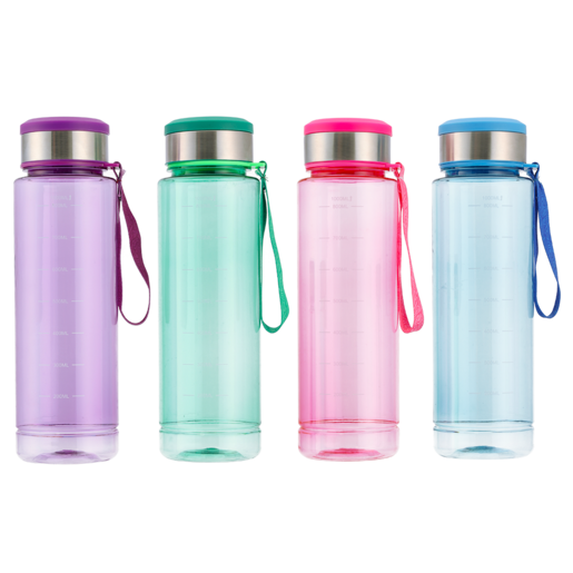 Bottle with Strap Stainless Steel Lid 1L (Assorted Item - Supplied At Random)