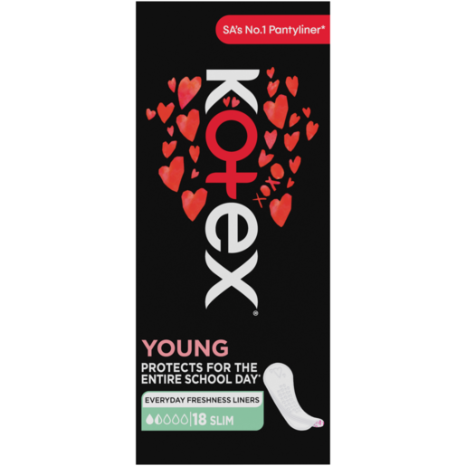 Kotex Young Slim Unscented Everyday Pantyliners 18 Pack