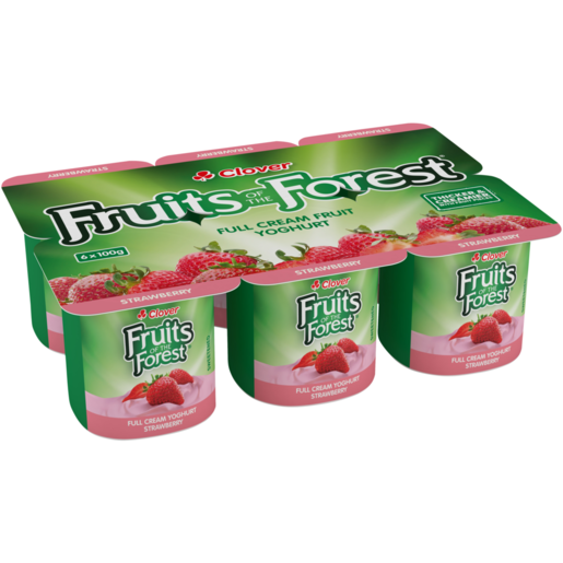 Clover Fruits of the Forest Strawberry Full Cream Yoghurt 6 x 100g