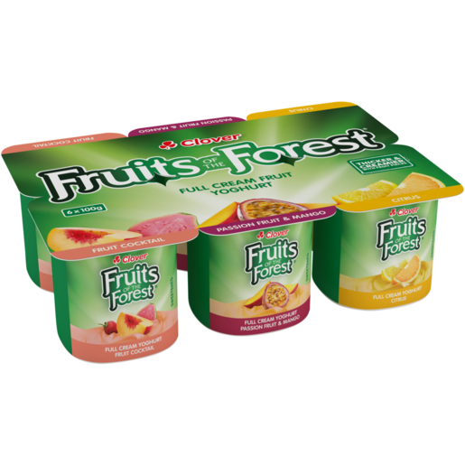 Clover Fruits of the Forest Assorted Full Cream Fruit Yoghurt 6 x 100g