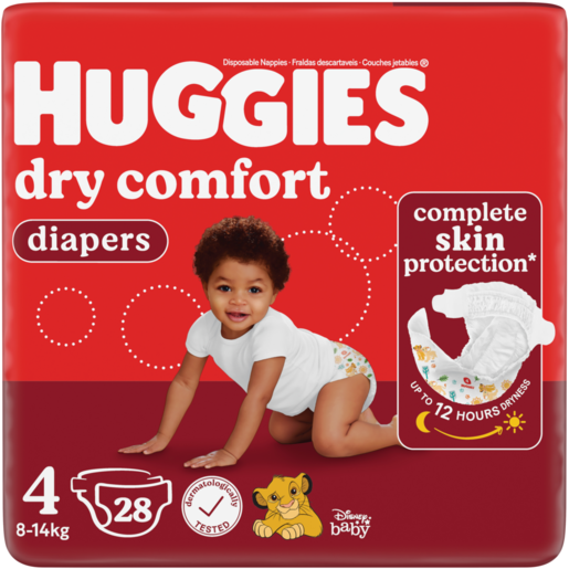 Huggies Dry Comfort Size 4 Disposable Nappies 28 Pack