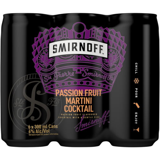 Smirnoff Passion Fruit Martini Cocktail Cans 6 x 300ml