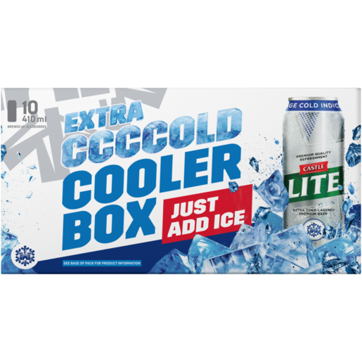 Castle Lite Beer Cooler Box Cans 10 x 410ml 