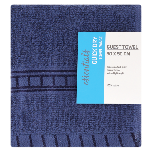 Essential Quick Dry Navy Guest Towel 30 x 50cm